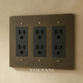 The Brass Outlet (1 to 4 Gang) - Bronze With Patina / 3 Gang / Standard