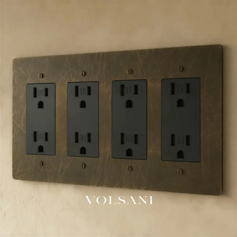 The Brass Outlet (1 to 4 Gang) - Bronze With Patina / 4 Gang / Standard