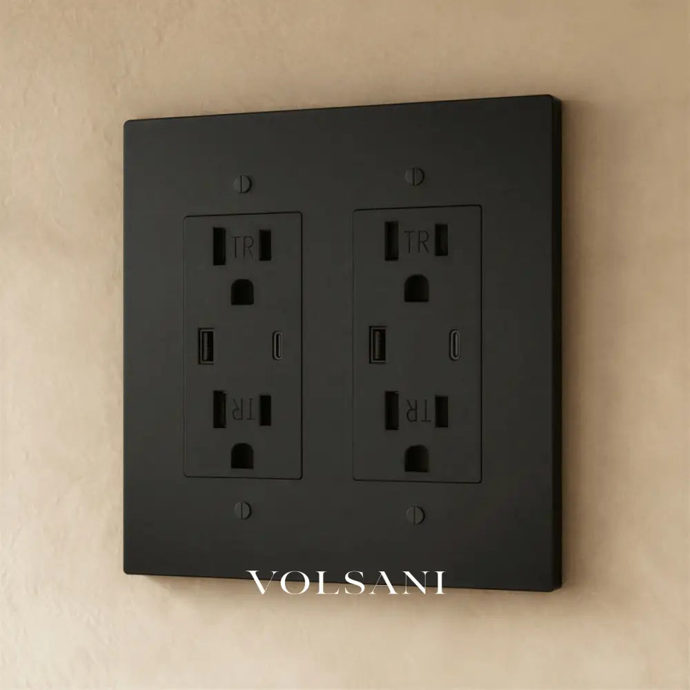 The Brass Outlet (1 to 4 Gang) - Night Black / 2 Gang / USB-C