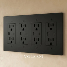 The Brass Outlet (1 to 4 Gang) - Night Black / 4 Gang / USB-C