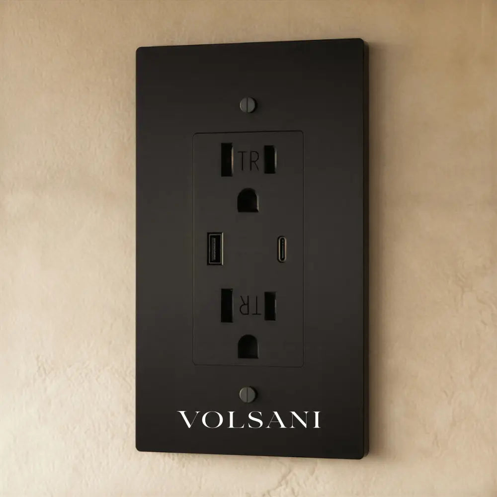 The Brass Outlet (1 to 4 Gang) - Night Black / 1 Gang / USB-C
