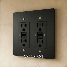 The Brass Outlet (1 to 4 Gang) - Night Black with Brass / 2 Gang / GFCI