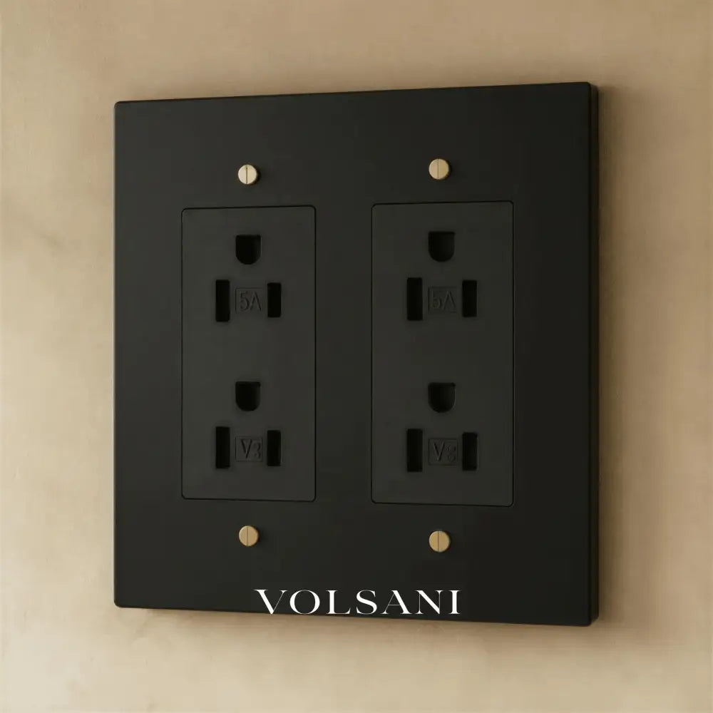 The Brass Outlet (1 to 4 Gang) - Night Black with Brass / 2 Gang / Standard