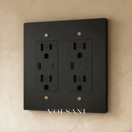 The Brass Outlet (1 to 4 Gang) - Night Black with Brass / 2 Gang / USB-C