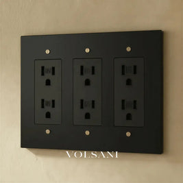 The Brass Outlet (1 to 4 Gang) - Night Black with Brass / 3 Gang / Standard