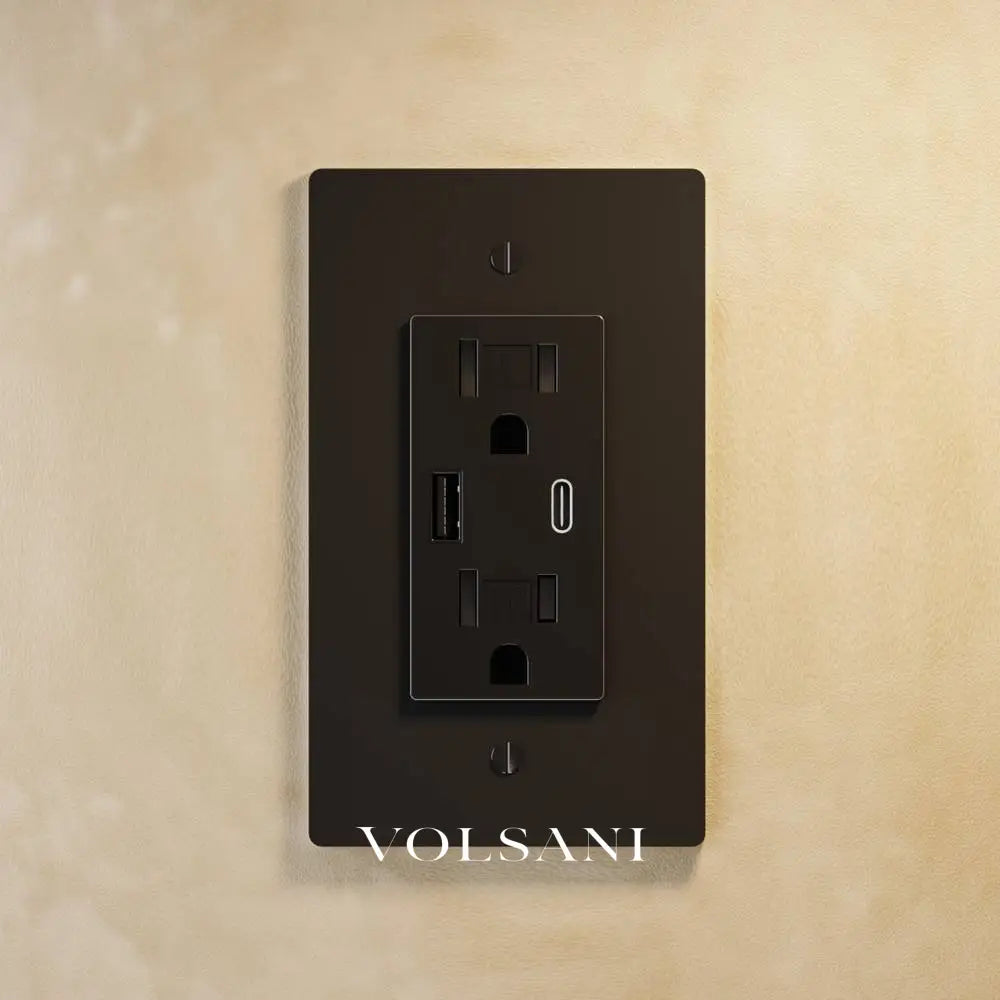 The Brass Outlet (1 to 4 Gang) - Open Box - Night Black / 1 Gang / USB-C