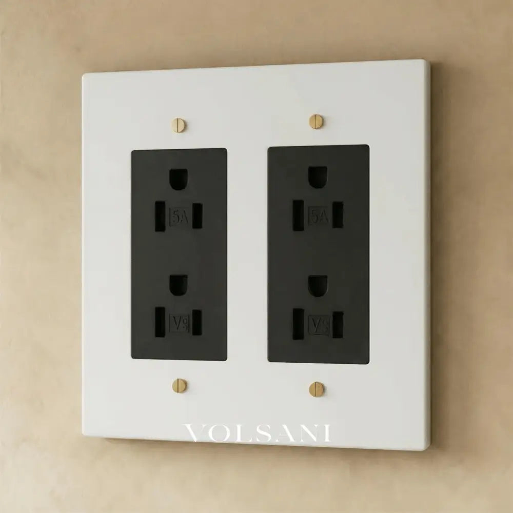 The Brass Outlet (1 to 4 Gang) - Open Box - White with Brass / 2 Gang / Standard