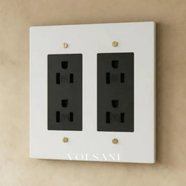 The Brass Outlet (1 to 4 Gang) - Open Box - White with Brass / 2 Gang / Standard