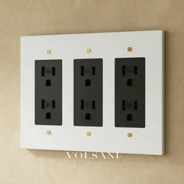 The Brass Outlet (1 to 4 Gang) - Open Box - White with Brass / 3 Gang / Standard