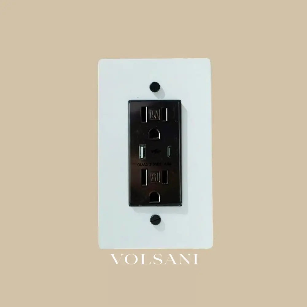 The Brass Outlet (1 to 4 Gang) - Open Box - White with Black / 1 Gang / USB-C