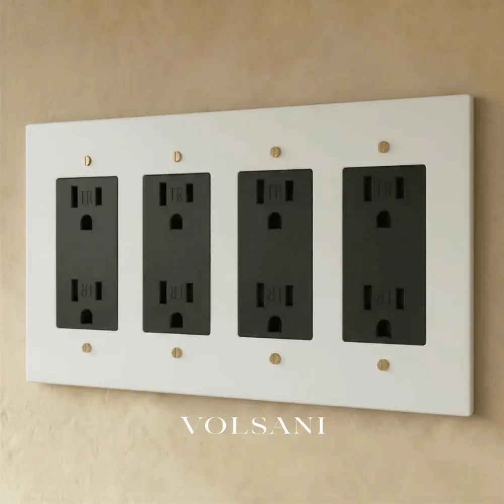 The Brass Outlet (1 to 4 Gang) - Open Box - White with Brass / 4 Gang / Standard