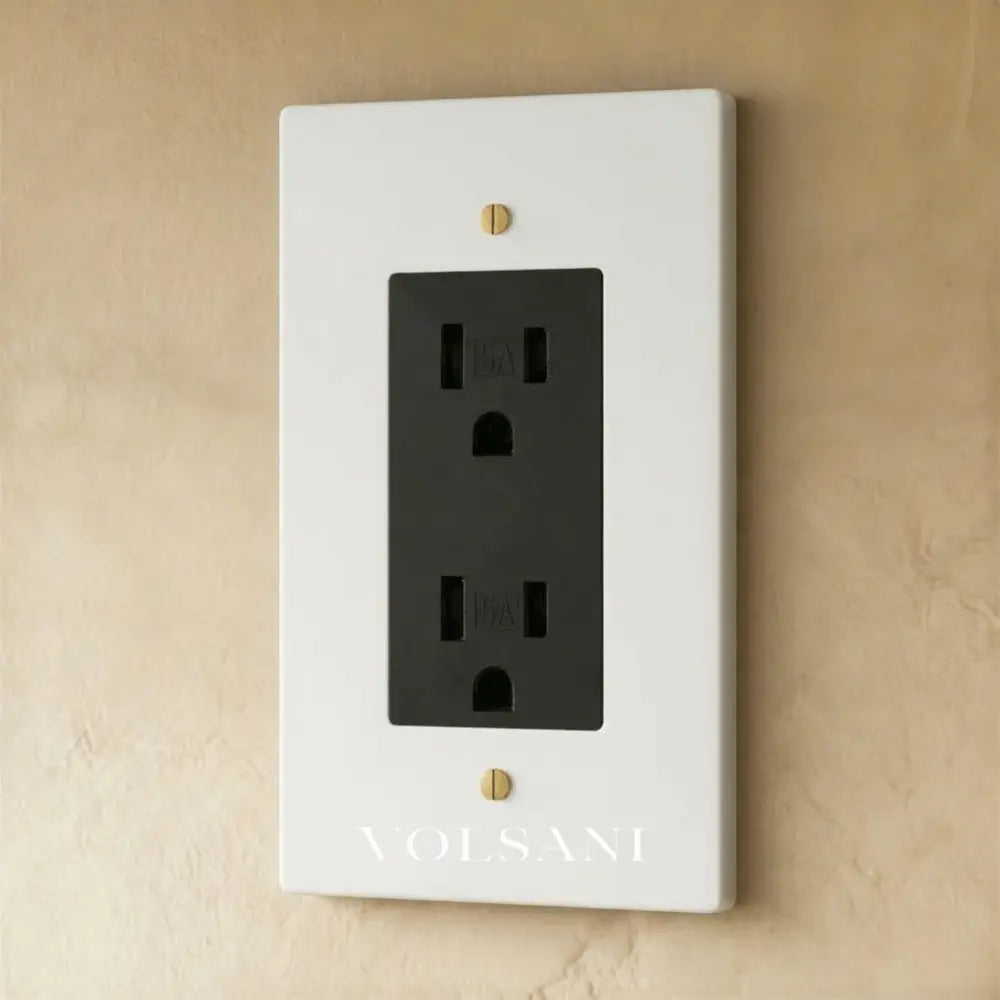 The Brass Outlet (1 to 4 Gang) - Open Box - White with Brass / 1 Gang / Standard