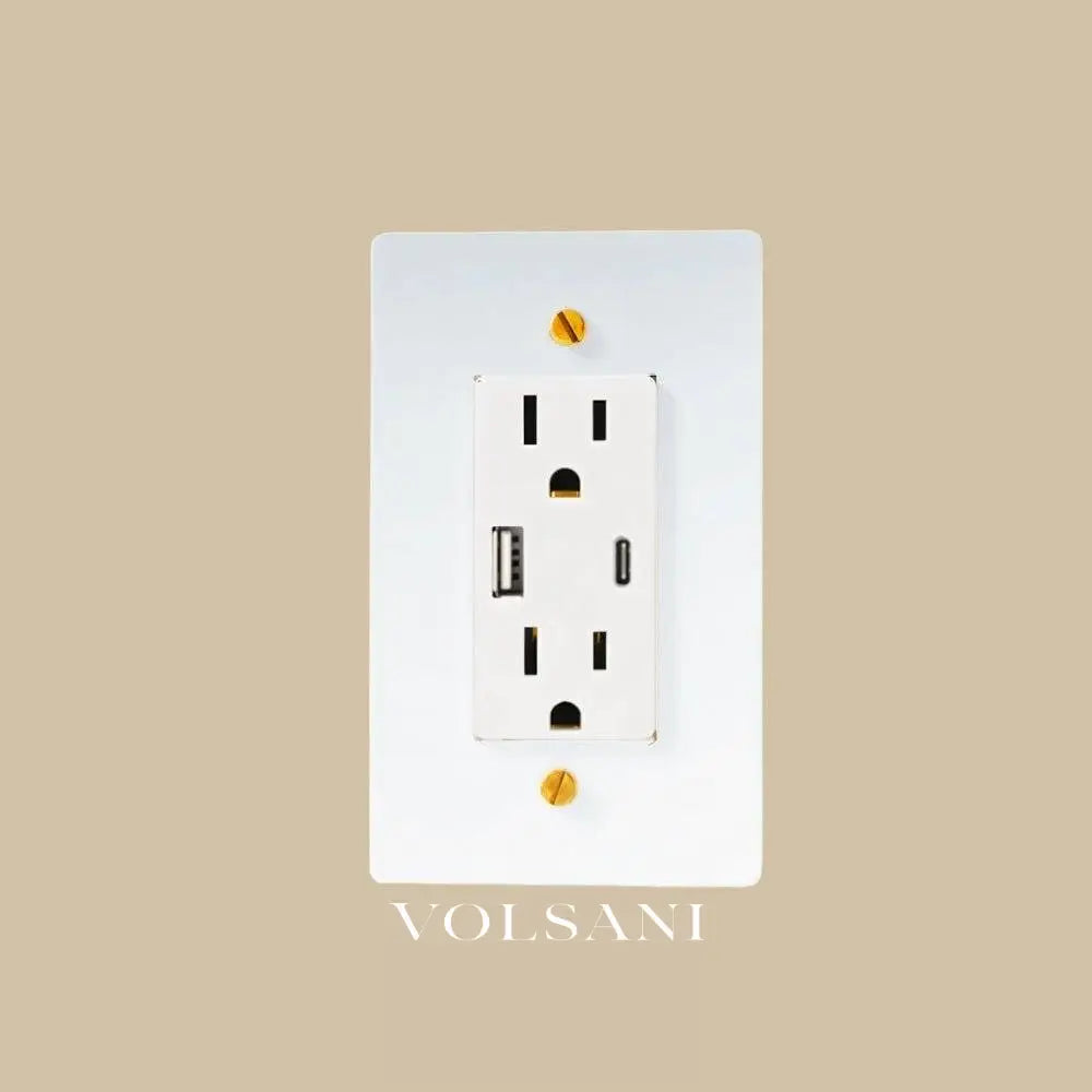The Brass Outlet (1 to 4 Gang) - Open Box - White with Brass / 1 Gang / USB-C
