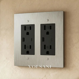 The Brass Outlet (1 to 4 Gang) - Stainless Steel / 2 Gang / USB-C