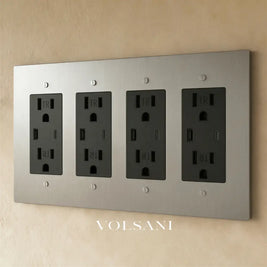 The Brass Outlet (1 to 4 Gang) - Stainless Steel / 4 Gang / USB-C