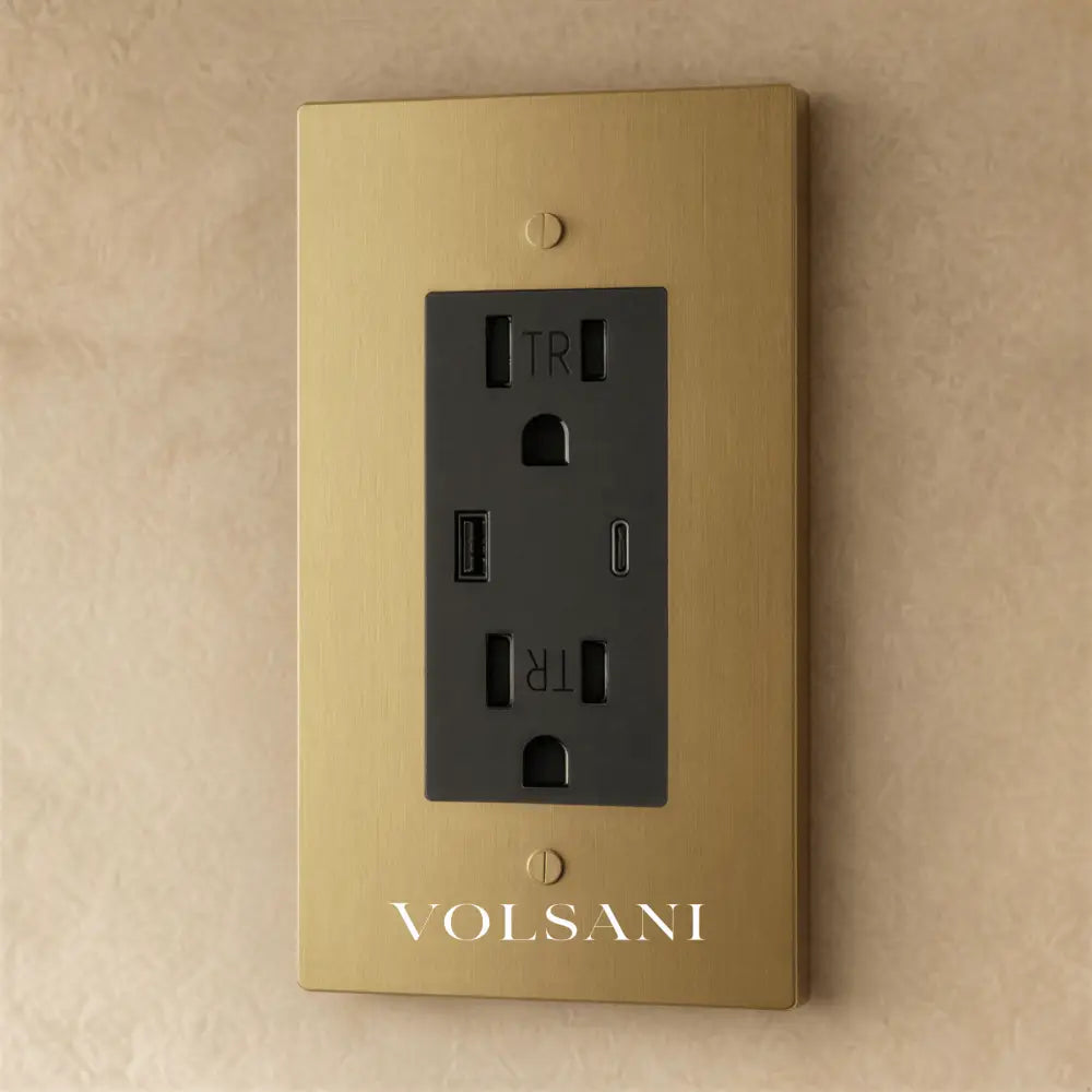 The Brass Outlet (1 to 4 Gang) - Brass / 1 Gang / USB-C