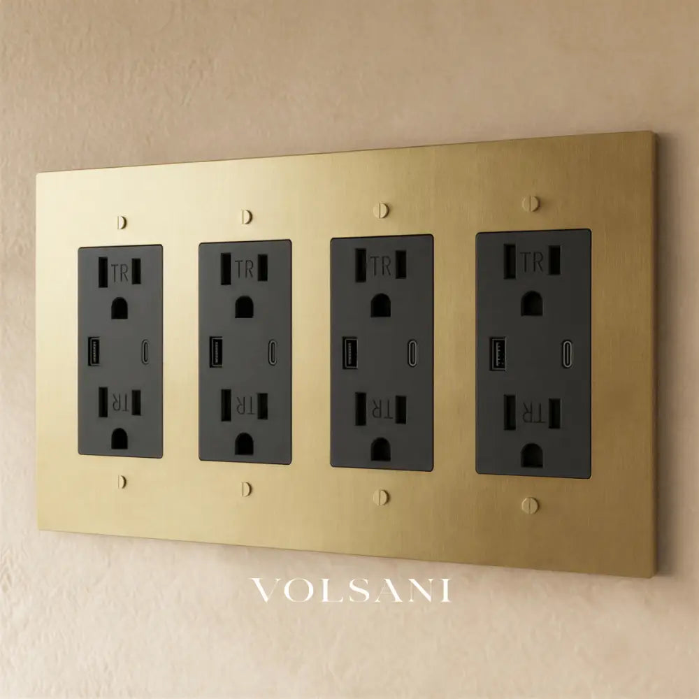 The Brass Outlet (1 to 4 Gang) - Brass / 4 Gang / USB-C