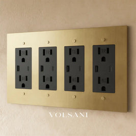 The Brass Outlet (1 to 4 Gang) - Brass / 4 Gang / USB-C