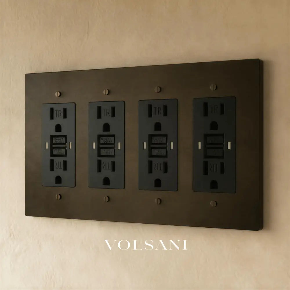 The Brass Outlet (1 to 4 Gang) - Vintage Brass with Patina / 4 Gang / GFCI