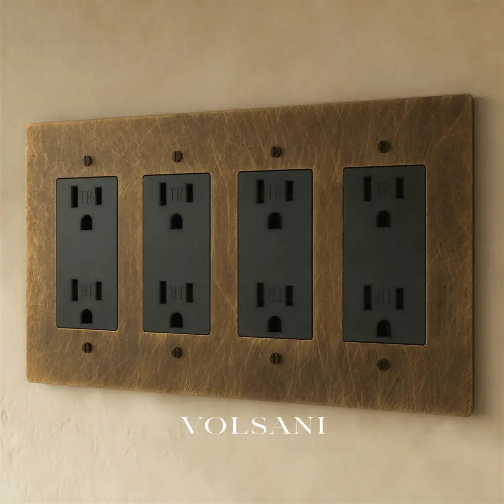 The Brass Outlet (1 to 4 Gang) - Vintage Brass with Patina / 4 Gang / Standard