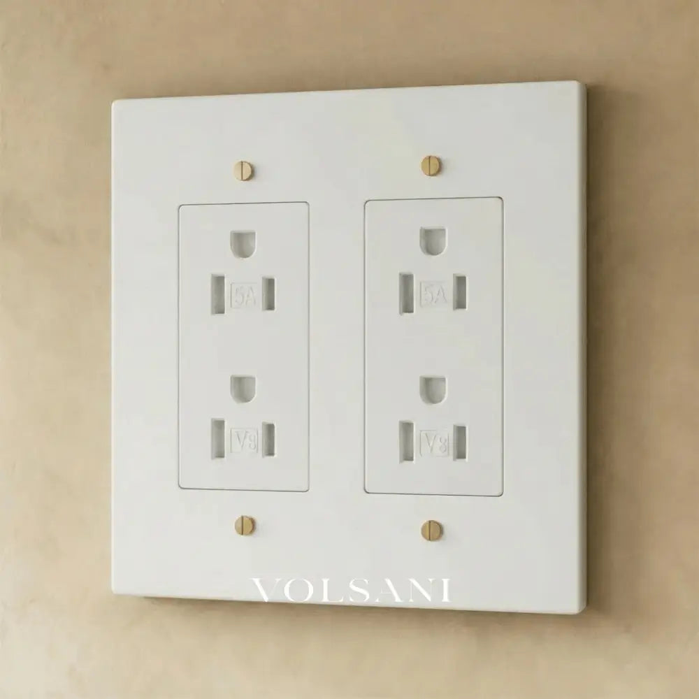 The Brass Outlet (1 to 4 Gang) - White with Brass / 2 Gang / Standard
