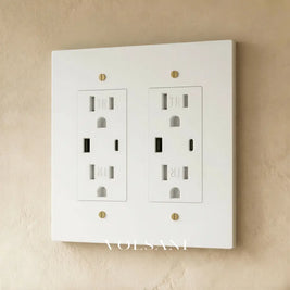The Brass Outlet (1 to 4 Gang) - White with Brass / 2 Gang / USB-C