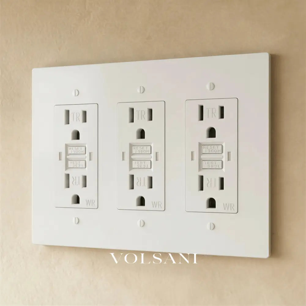The Brass Outlet (1 to 4 Gang) - White with Brass / 3 Gang / GFCI