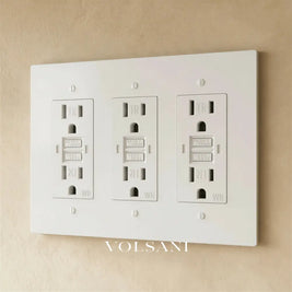 The Brass Outlet (1 to 4 Gang) - White with Brass / 3 Gang / GFCI