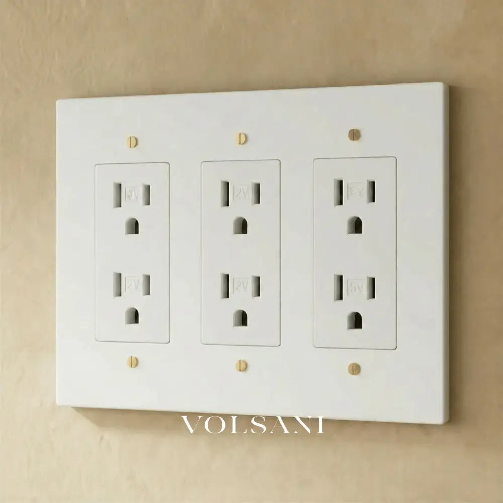 The Brass Outlet (1 to 4 Gang) - White with Brass / 3 Gang / Standard