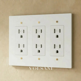 The Brass Outlet (1 to 4 Gang) - White with Brass / 3 Gang / Standard