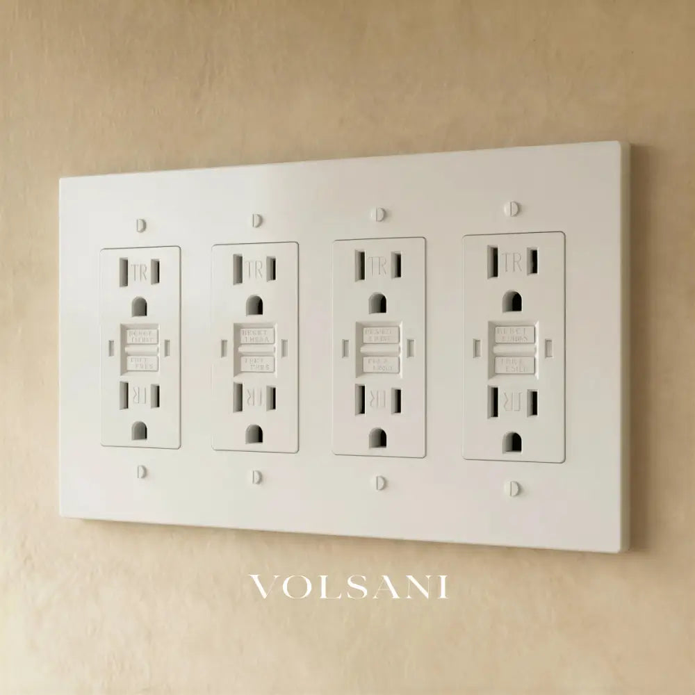 The Brass Outlet (1 to 4 Gang) - White with Brass / 4 Gang / GFCI