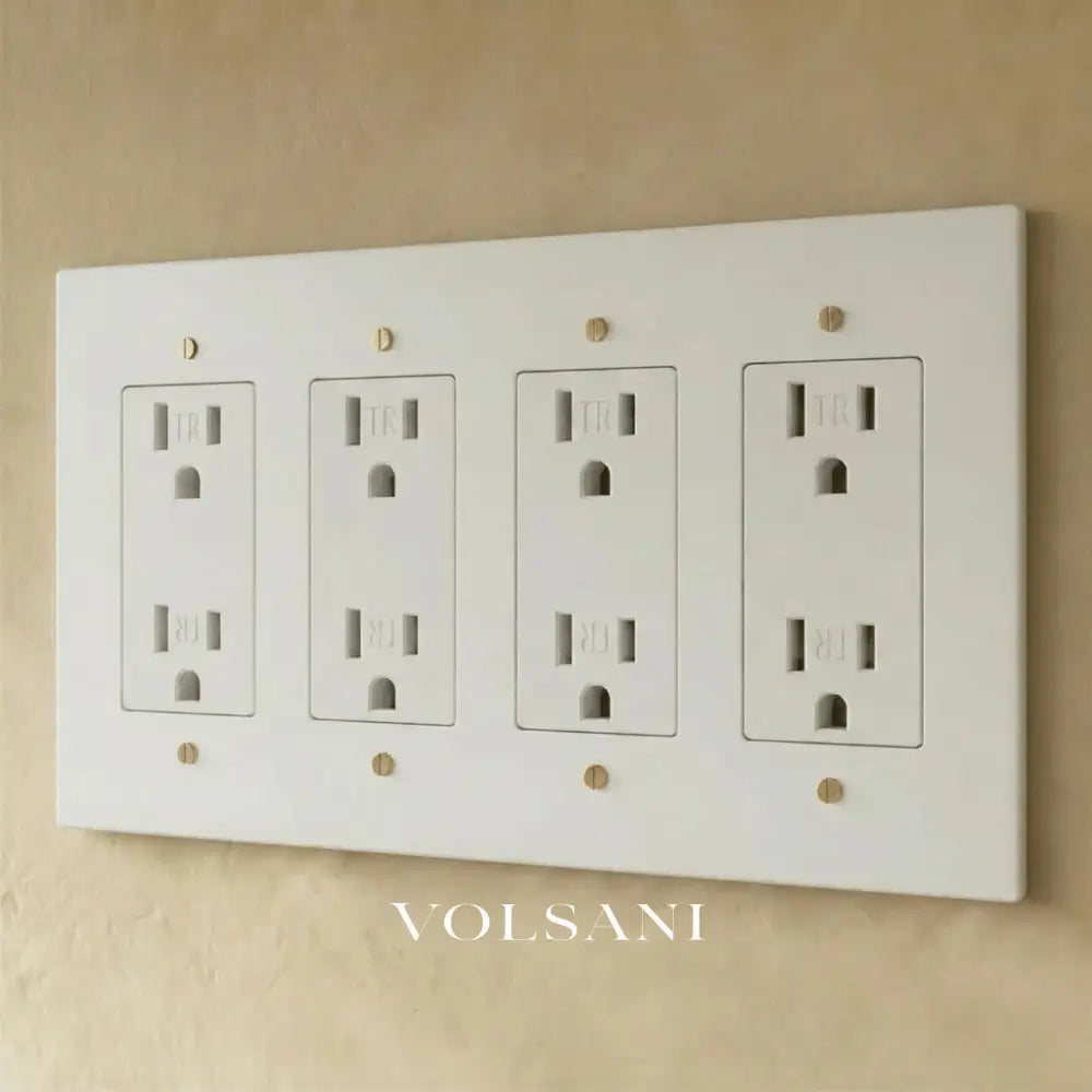 The Brass Outlet (1 to 4 Gang) - White with Brass / 4 Gang / Standard