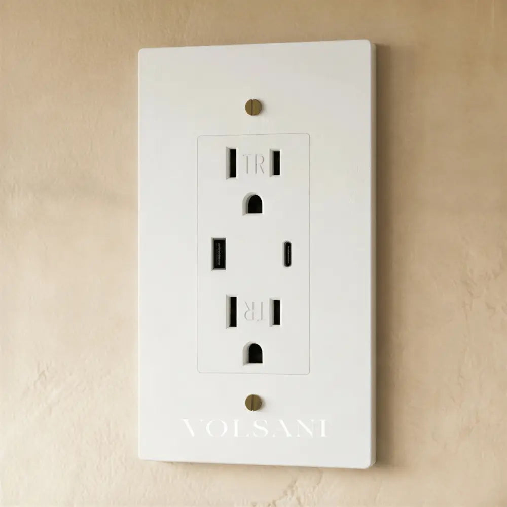 The Brass Outlet (1 to 4 Gang) - White with Brass / 1 Gang / USB-C
