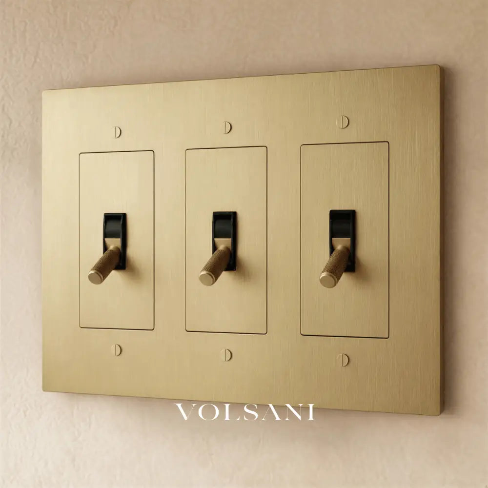 The Brass Toggle Switch (1 to 5 Gang) - Brass / 3 Gang