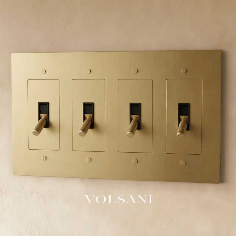 The Brass Toggle Switch (1 to 5 Gang) - Brass / 4 Gang