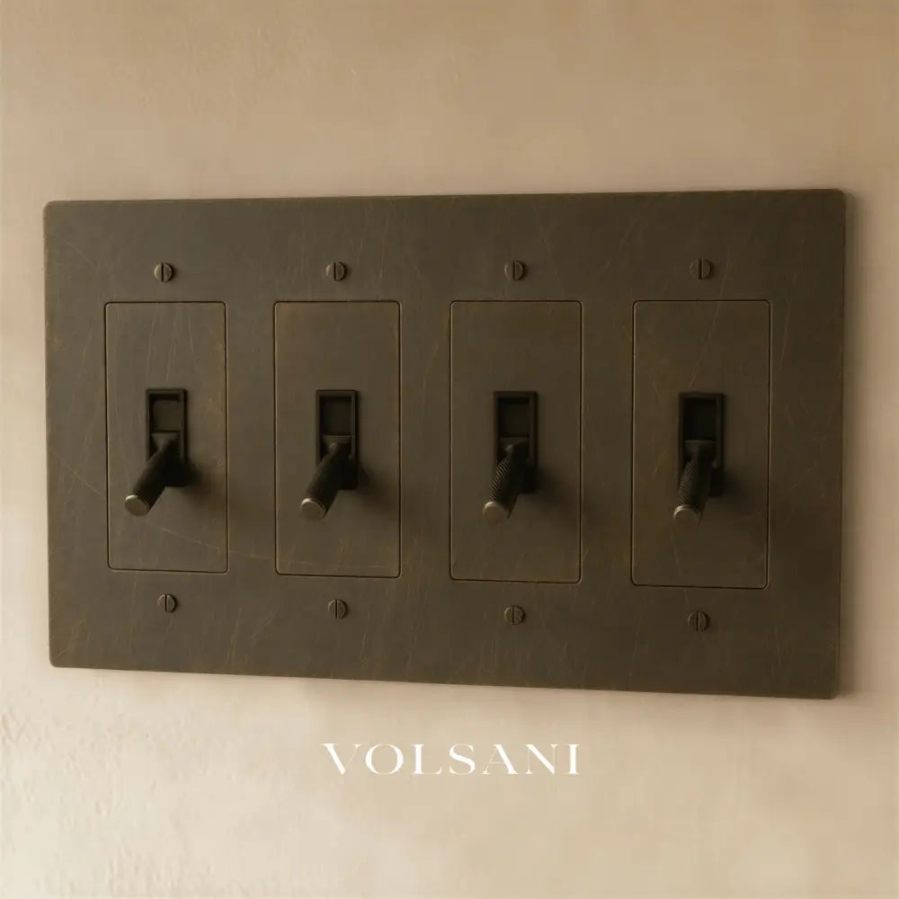 The Brass Toggle Switch (1 to 5 Gang) - Bronze with Patina / 4 Gang