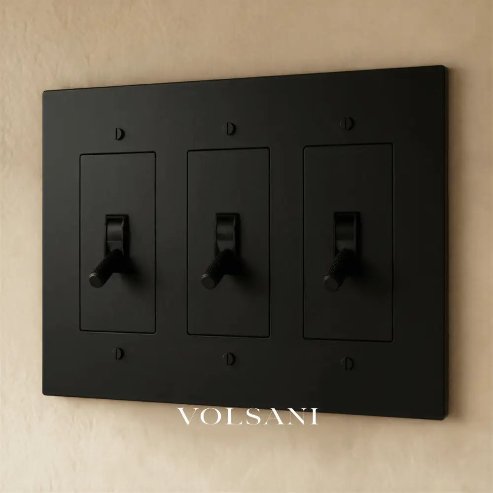The Brass Toggle Switch (1 to 5 Gang) - Night Black / 3 Gang
