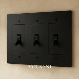 The Brass Toggle Switch (1 to 5 Gang) - Night Black / 3 Gang