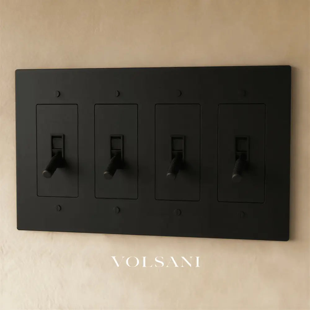 The Brass Toggle Switch (1 to 5 Gang) - Night Black / 4 Gang