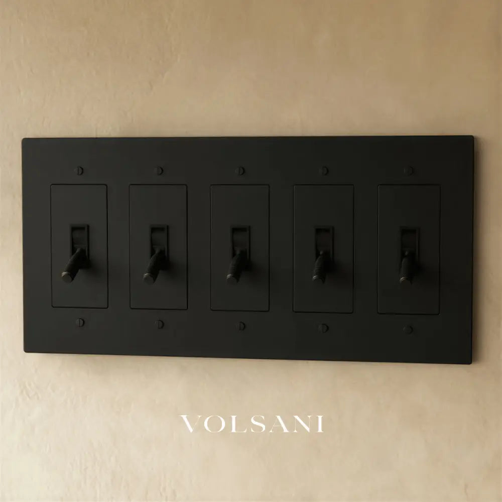 The Brass Toggle Switch (1 to 5 Gang) - Night Black / 5 Gang