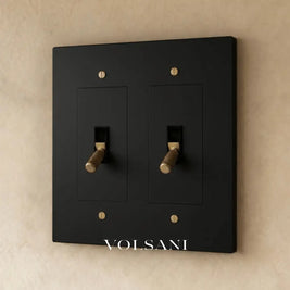 The Brass Toggle Switch (1 to 5 Gang) - Night Black with Brass / 2 Gang