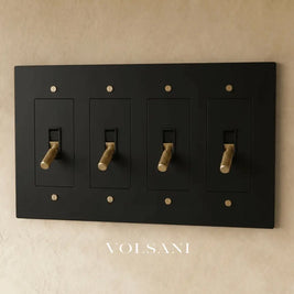 The Brass Toggle Switch (1 to 5 Gang) - Night Black with Brass / 4 Gang
