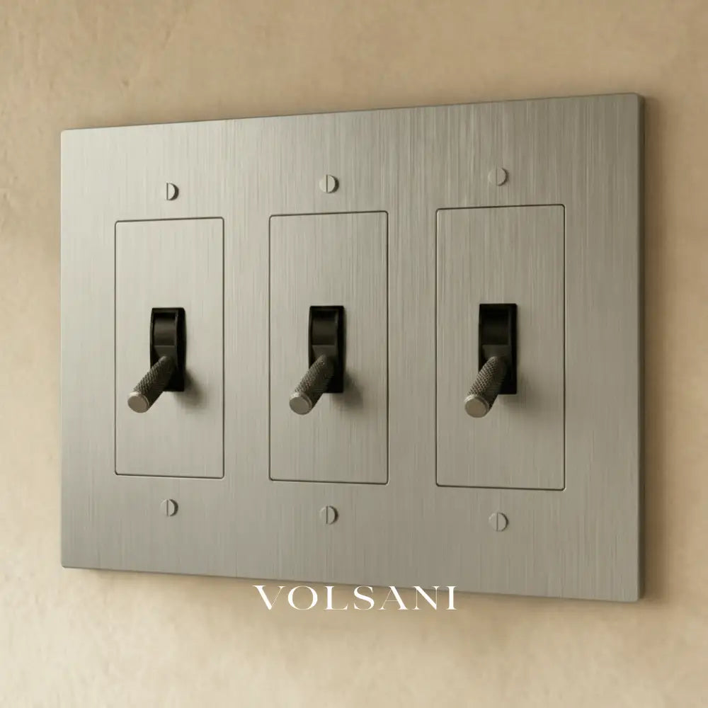 The Brass Toggle Switch (1 to 5 Gang) - Stainless Steel / 3 Gang