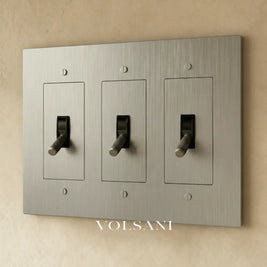 The Brass Toggle Switch (1 to 5 Gang) - Stainless Steel / 3 Gang