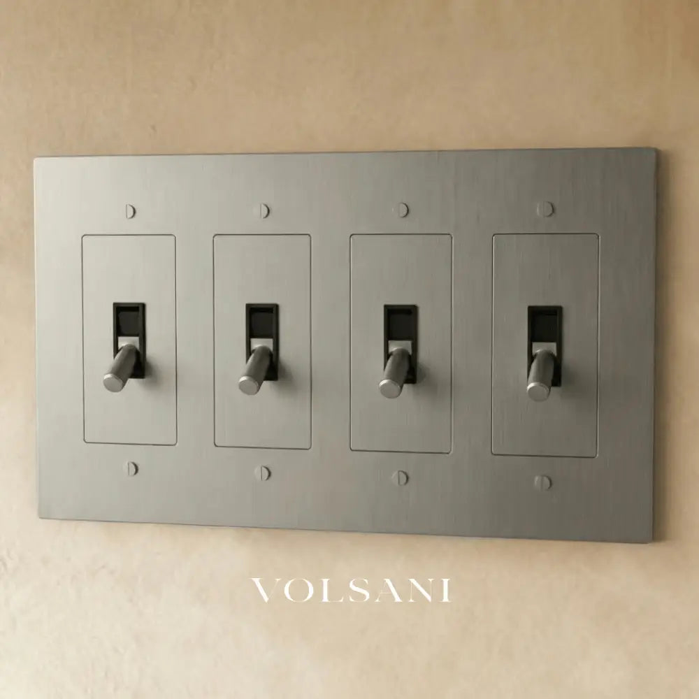 The Brass Toggle Switch (1 to 5 Gang) - Stainless Steel / 4 Gang