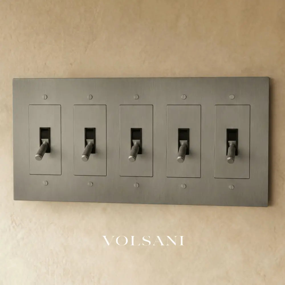 The Brass Toggle Switch (1 to 5 Gang) - Stainless Steel / 5 Gang