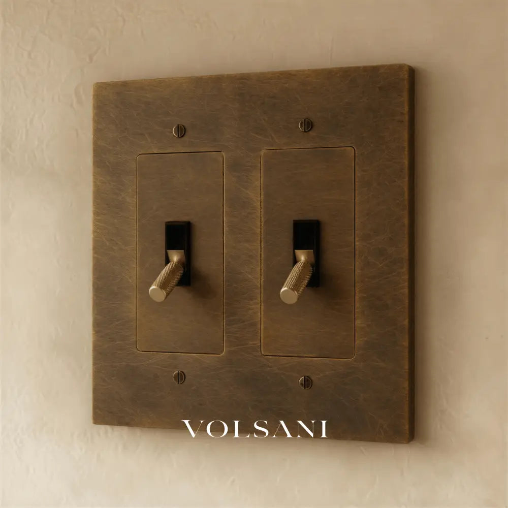The Brass Toggle Switch (1 to 5 Gang) - Vintage Brass with Patina / 2 Gang
