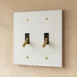 The Brass Toggle Switch (1 to 5 Gang) - White with Brass / 2 Gang