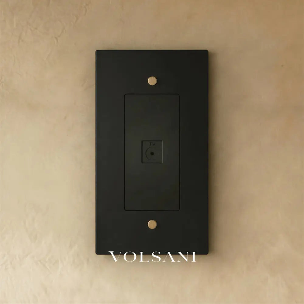 The Brass TV Socket (1-Gang) - Night Black with Brass / 1 Gang / TV