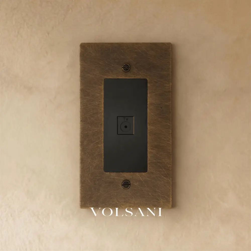 The Brass TV Socket (1-Gang) - Vintage Brass with Patina / 1 Gang / TV